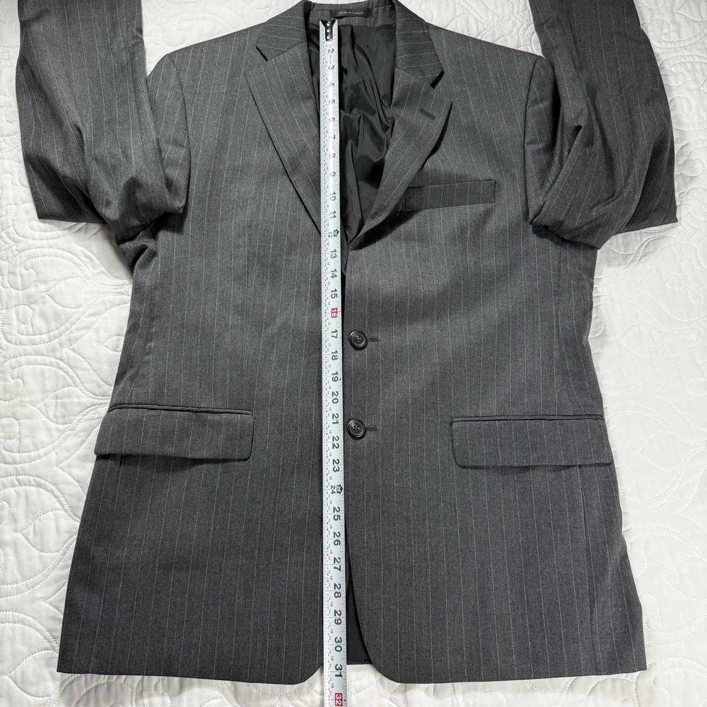 Ralph Lauren Charcoal Pinstripe Wool‎ 2 Button Suit Jacket Blazer Men's 42R EUC